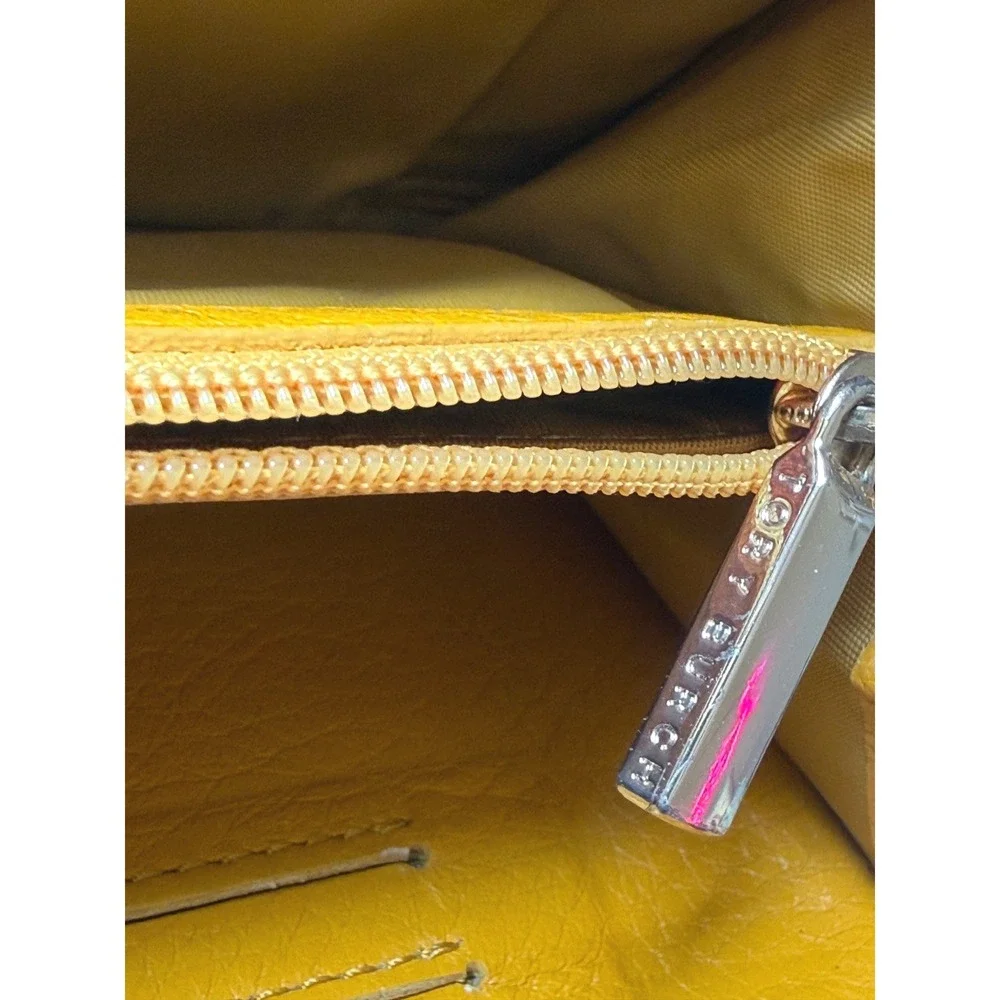 Tory Burch Miller Zip Continental Wallet Yellow Leather Wristlet Preppy Luxury‎